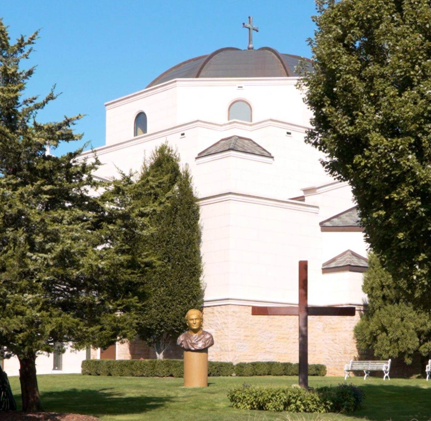Constantine and the Vision of the Cross, over-life-size outdoor bust at the Greek Orthodox Church of the Hamptons
